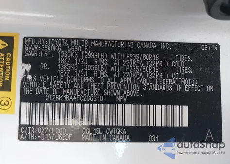 2015 Lexus Rx 350 from USA, damaged, VIN 2T2BK1BA4FC266310